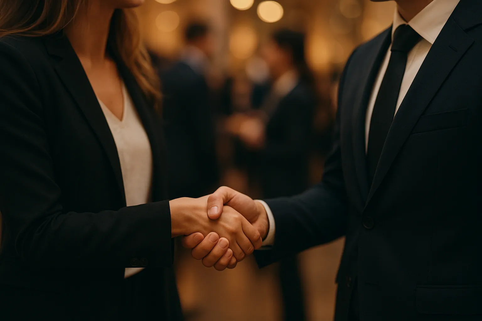 Fashion professionals networking at an exclusive industry gala