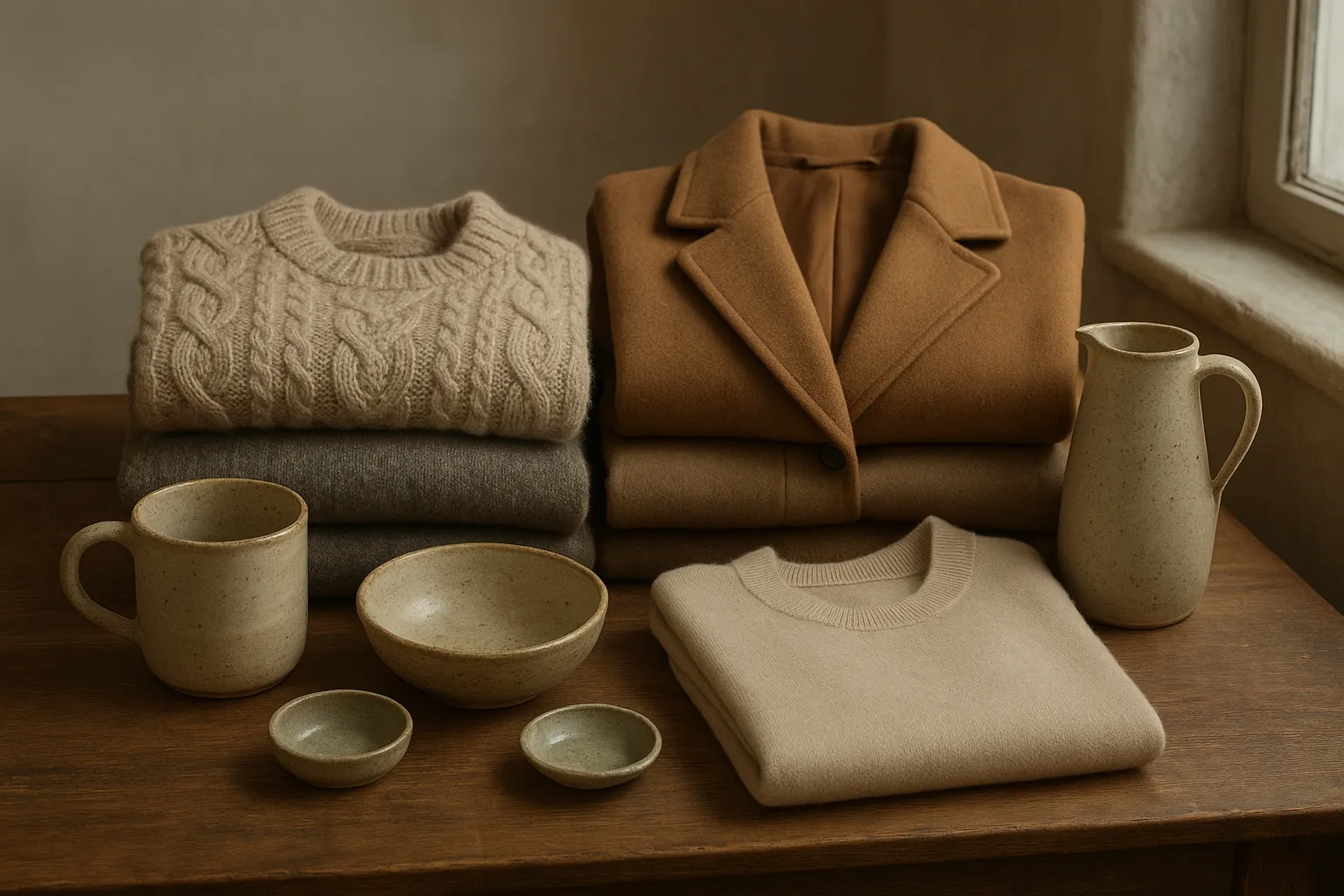 Tressé autumn/winter collection beside hand-painted ceramic homeware pieces