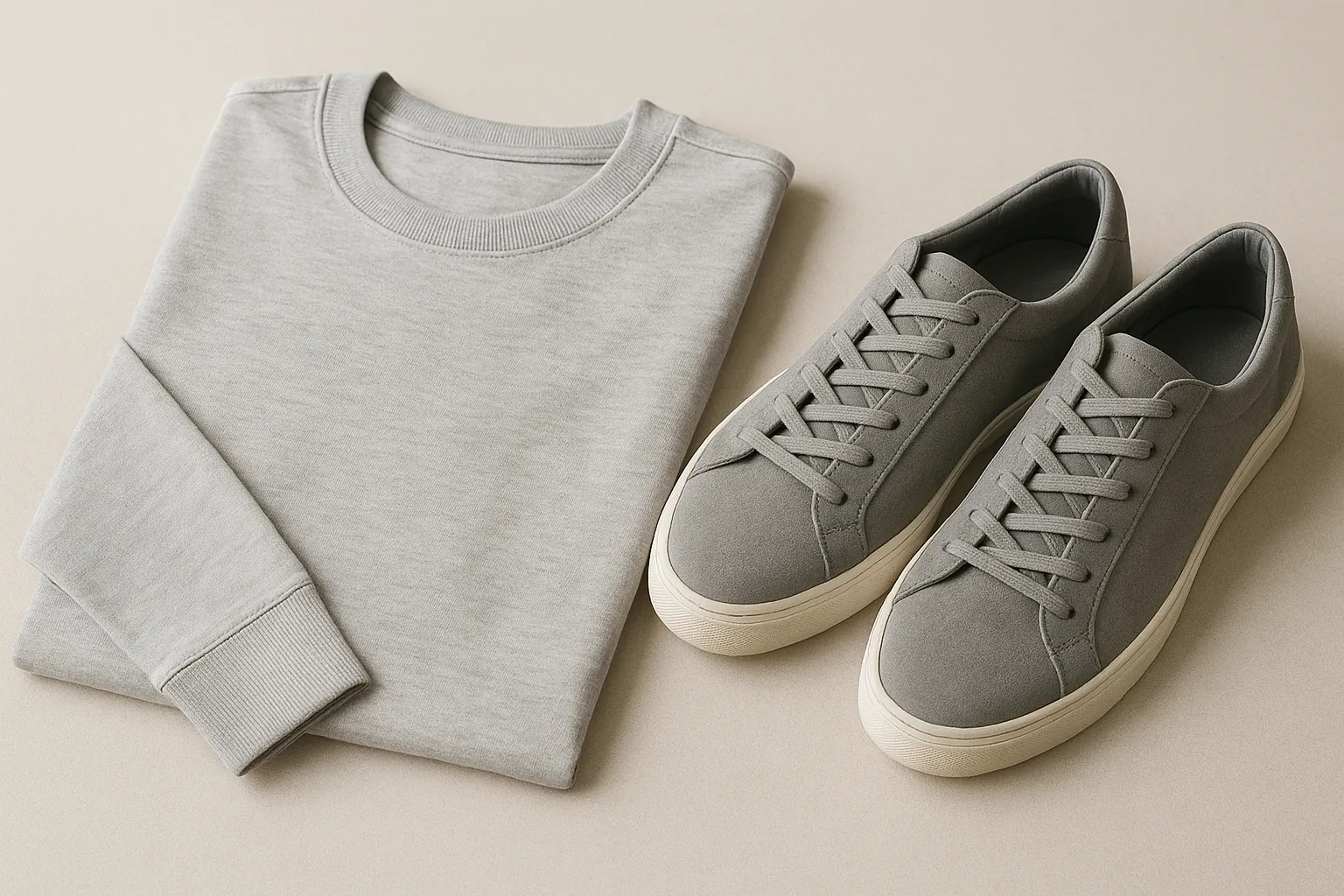 Women&rsquo;s long-sleeve t-shirt and shoes representing price cuts