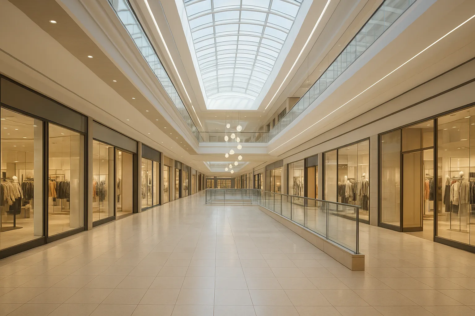 Interior of Kings Plaza showing multi-level retail spaces