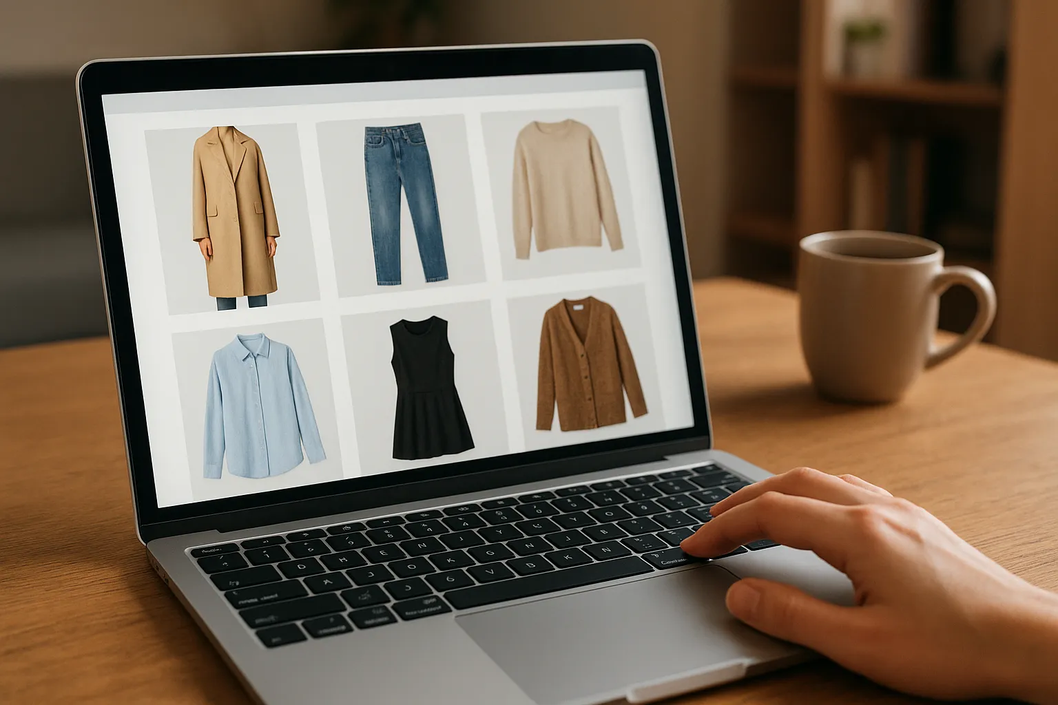 Online fashion shopping on a laptop